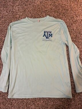 TAMU Aggie Outdoors Light Mint Long Sleeve Shirt with Navy Logo